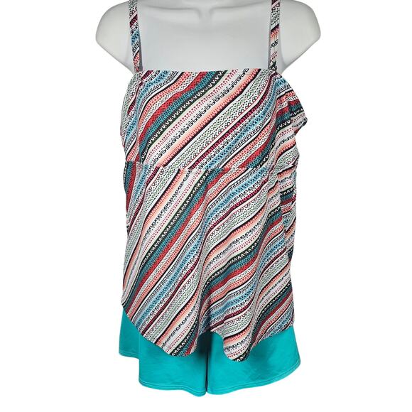 Lands' End Swim Shorts Scuba Blue Solid Size 12P + Bonus Tankini Top XL - Picture 7 of 10